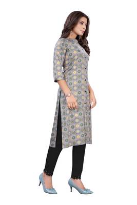 Grey printed cotton ethnic-kurtis 4