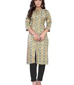 Grey printed cotton ethnic-kurtis