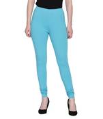 women Cotton Spandex Churidar Legging with Elastic in S.GREEN