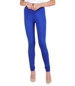 women Cotton Spandex Churidar Legging with Elastic in R.Blue
