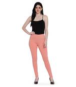 women Footed Length Legging with elastic in CORAL