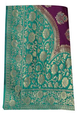 Green woven banarasi silk saree with blouse 4