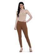 women Footed Length Legging with elastic in L.BROWN