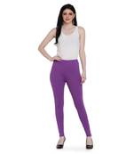 women Footed Length Legging with elastic in MAUVE