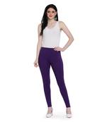 women Footed Length Legging with elastic in PURPLE