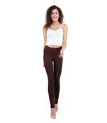 women Footed Length Legging with elastic in D.Brown