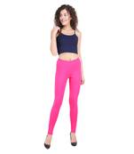 women Footed Length Legging with elastic in Fushia