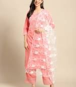 Saadgi Women White Net Aari Embroidery Dupatta