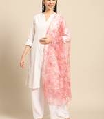 Saadgi Women Rose Net Aari Embroidery Dupatta
