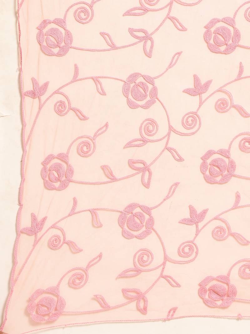 Saadgi Women Rose Net Aari Embroidery Dupatta