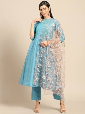 Saadgi Women Cinnamon Net Aari Embroidery Dupatta 1