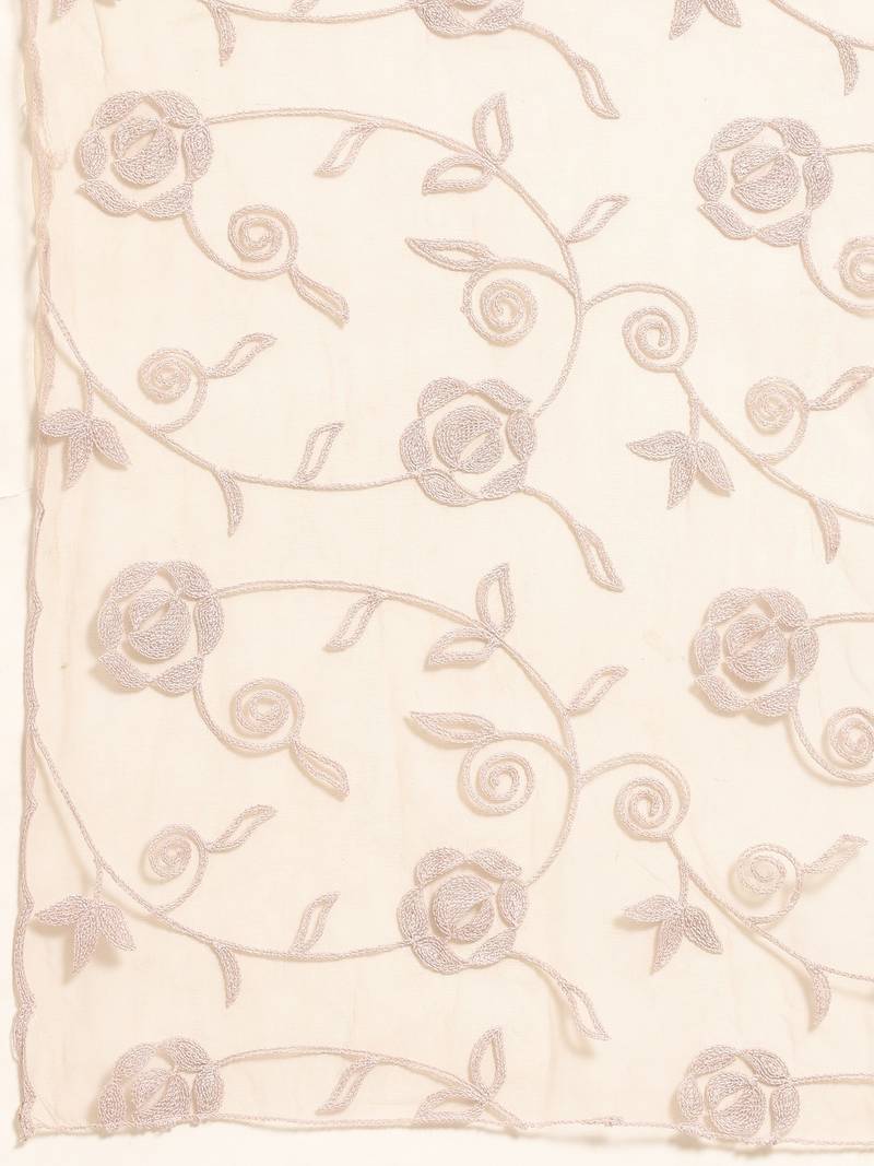 Saadgi Women Cinnamon Net Aari Embroidery Dupatta