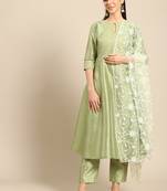 Saadgi Women Mint Net Aari Embroidery Dupatta