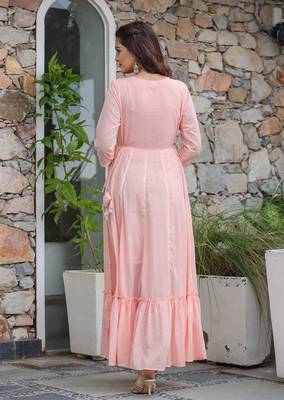 KAAJH Pink Embellished Cotton Anarkali Kurta 2