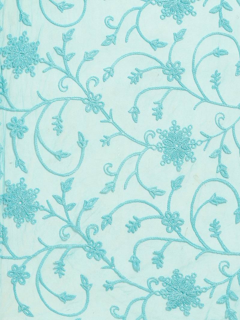 Saadgi Women Mint Green Net Aari Embroidery Dupatta