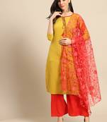 Saadgi Women Red Net Aari Embroidery Dupatta