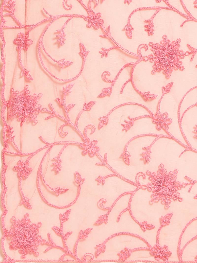 Saadgi Women Rose Net Aari Embroidery Dupatta