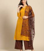 Saadgi Women Brown Net Aari Embroidery Dupatta