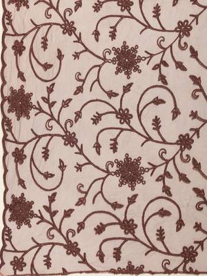 Saadgi Women Brown Net Aari Embroidery Dupatta 3