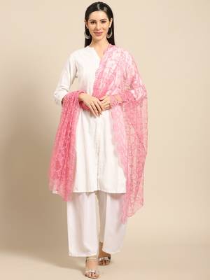 Saadgi Women Rose Net Aari Embroidery Dupatta 1