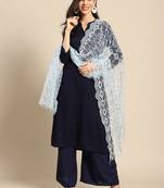 Saadgi Women Ice Blue Net Aari Embroidery Dupatta
