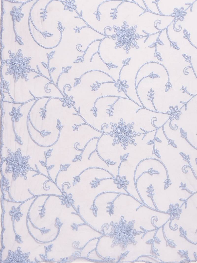 Saadgi Women Ice Blue Net Aari Embroidery Dupatta