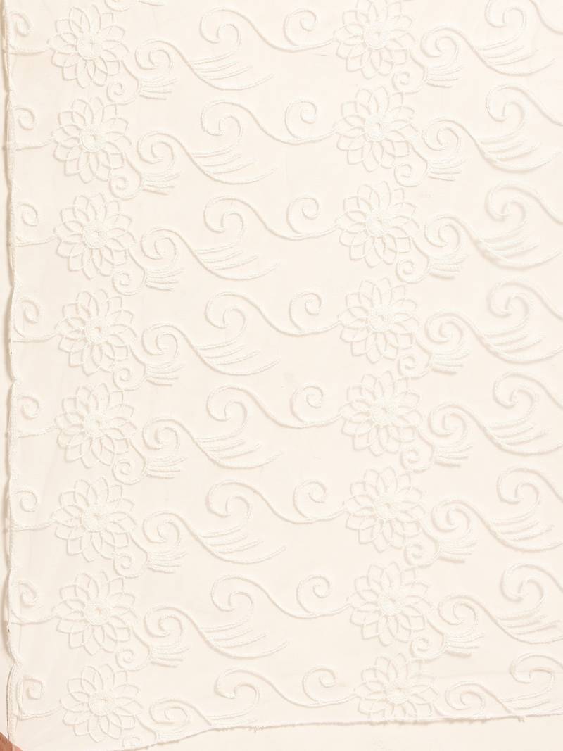 Saadgi Women White Net Aari Embroidery Dupatta