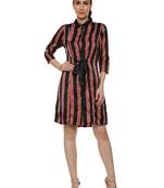 Black printed silk short-dresses