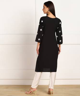 Black embroidered cotton cotton-kurtis 2