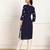 Blue embroidered cotton cotton-kurtis
