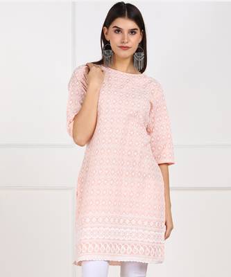 Peach embroidered cotton embroidered-kurtis 1