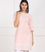 Peach embroidered cotton embroidered-kurtis