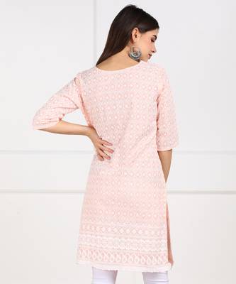 Peach embroidered cotton embroidered-kurtis 2
