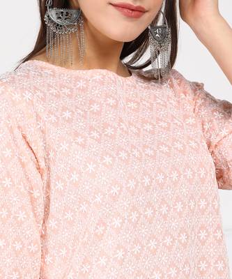 Peach embroidered cotton embroidered-kurtis 3