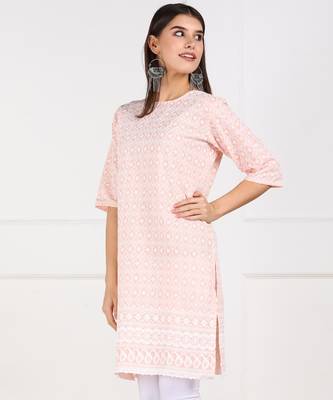 Peach embroidered cotton embroidered-kurtis 4
