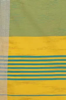 Yellow printed cotton silk saree with blouse
