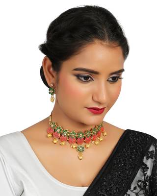Elegent Flower Inspired Ad Stones Necklace  Set With Matching Earrings For Women 2