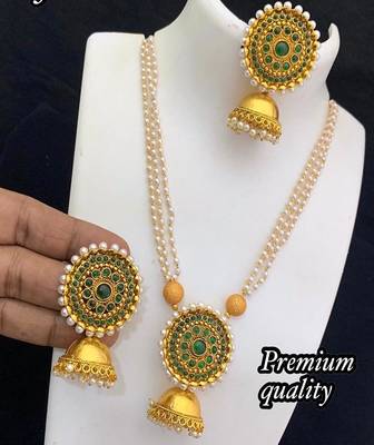 Ad Stone Diamond Studded Designer Multi Pearls Necklace  set For women Jewellery 1