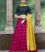 Rani Pink fancy sequins embroidered with glistening embellished Georgette Semi Stitched Lehenga 