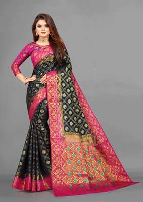 Blue woven art silksaree with blouse 1