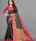 Blue woven art silksaree with blouse