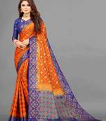 Orange woven art silksaree with blouse
