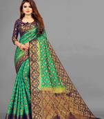 Green woven art silksaree with blouse