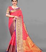 Peach woven art silksaree with blouse