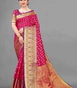 Pink woven art silksaree with blouse