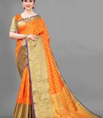 Yellow woven art silksaree with blouse