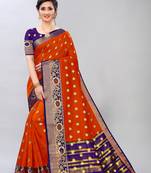 Orange woven art silksaree with blouse