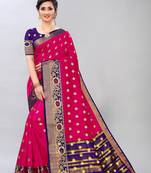Pink woven art silksaree with blouse
