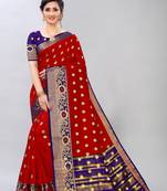 Red woven art silksaree with blouse