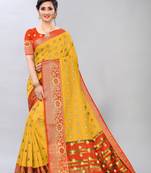Yellow woven art silksaree with blouse